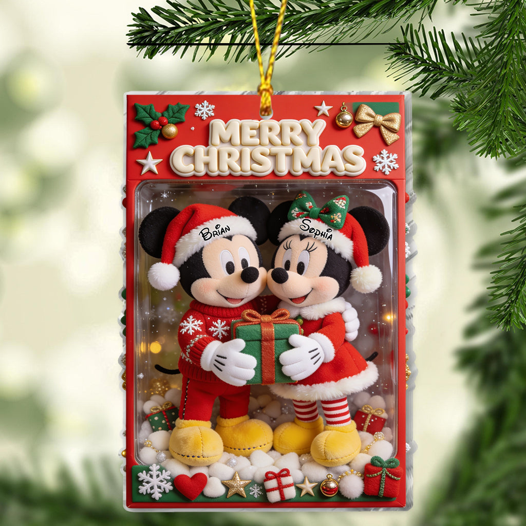 Merry Christmas Magical Mouse Couple - Personalized Mouse Ornament