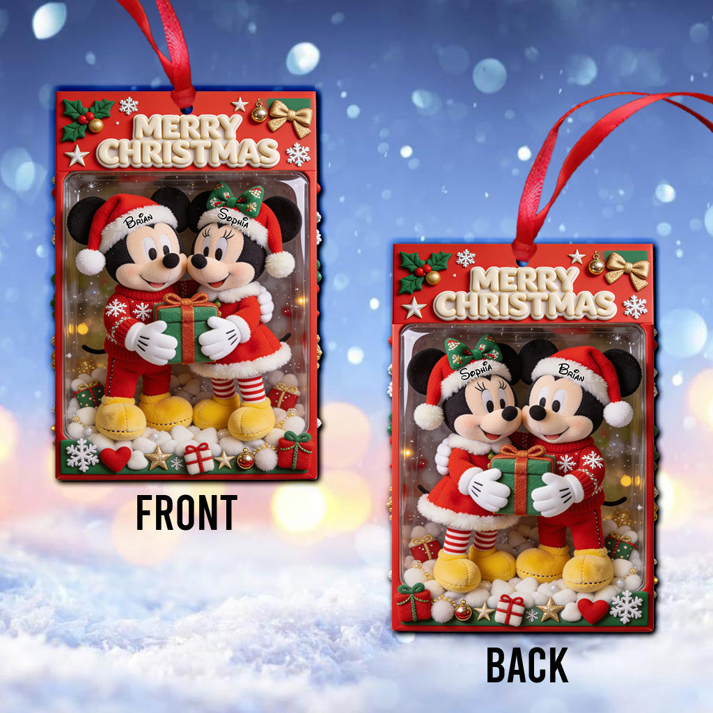 Merry Christmas Magical Mouse Couple - Personalized Mouse Ornament