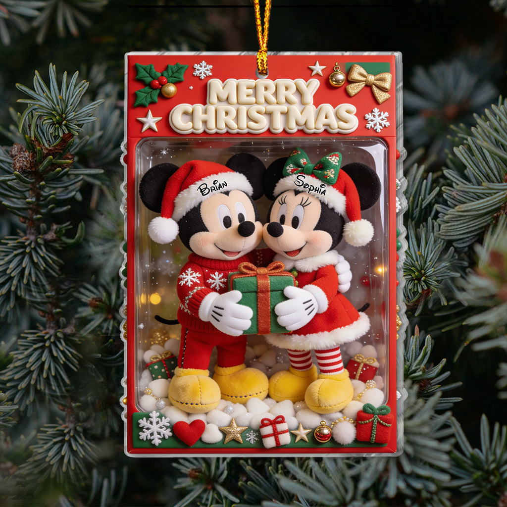 Merry Christmas Magical Mouse Couple - Personalized Mouse Ornament