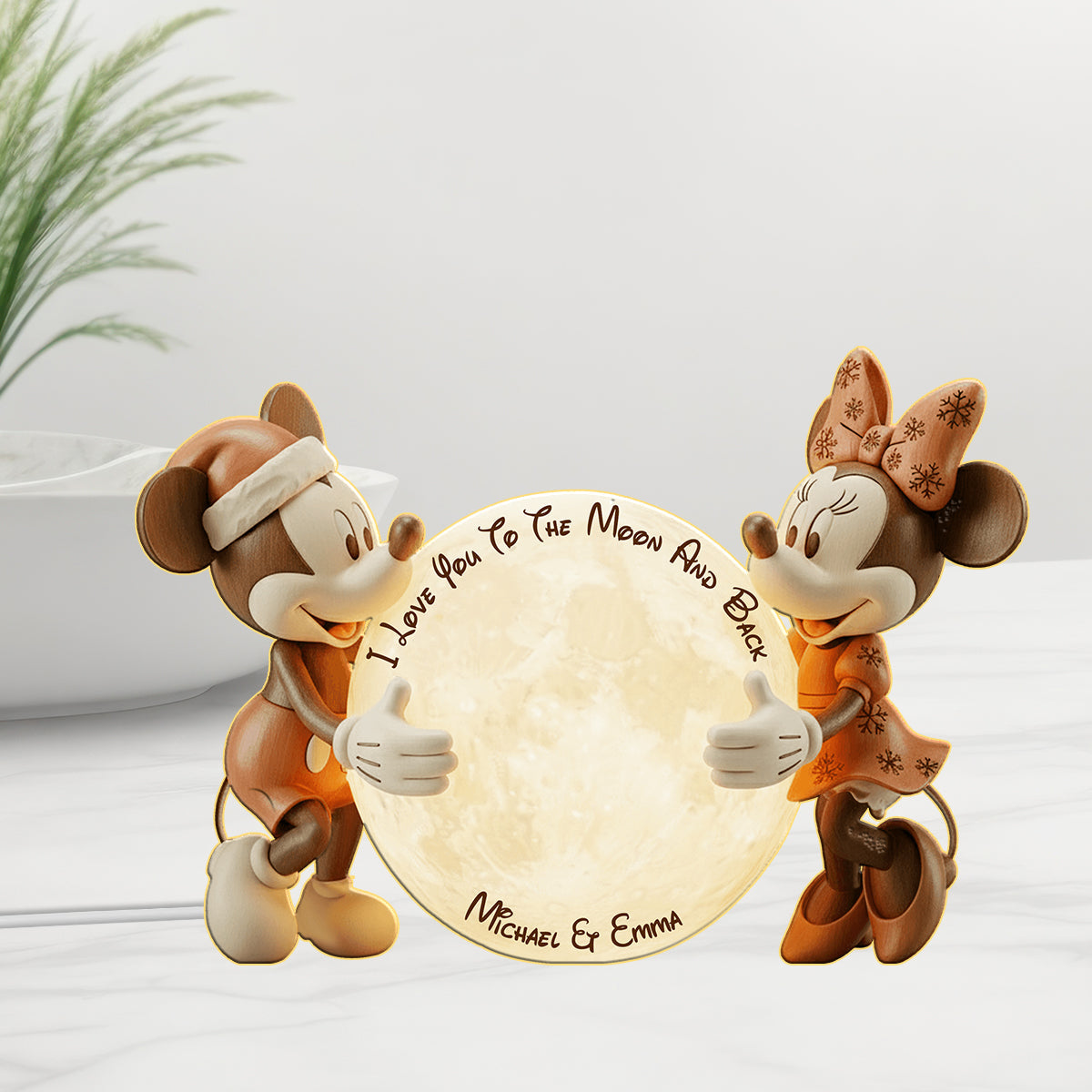 I Love You To The Moon And Back - Personalized Mouse Acrylic LED Night Light