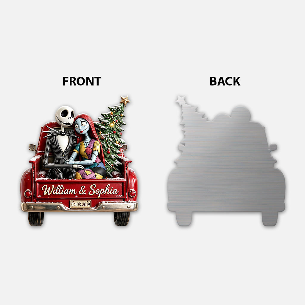 Nightmare Couple Red Christmas Truck - Personalized Nightmare 3D Printed Cut Metal Sign