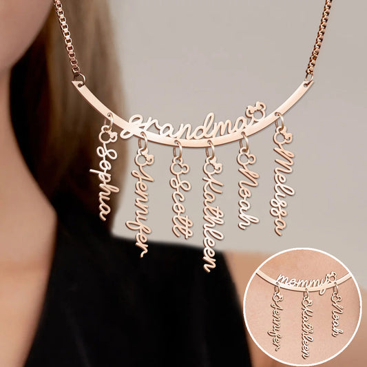 Magical Mom, Grandma - Personalized Mouse Necklace with Charms