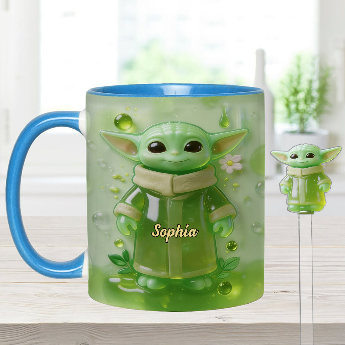 Green Ailen - Personalized The Force Set Accent Mug with Acrylic Stirrers