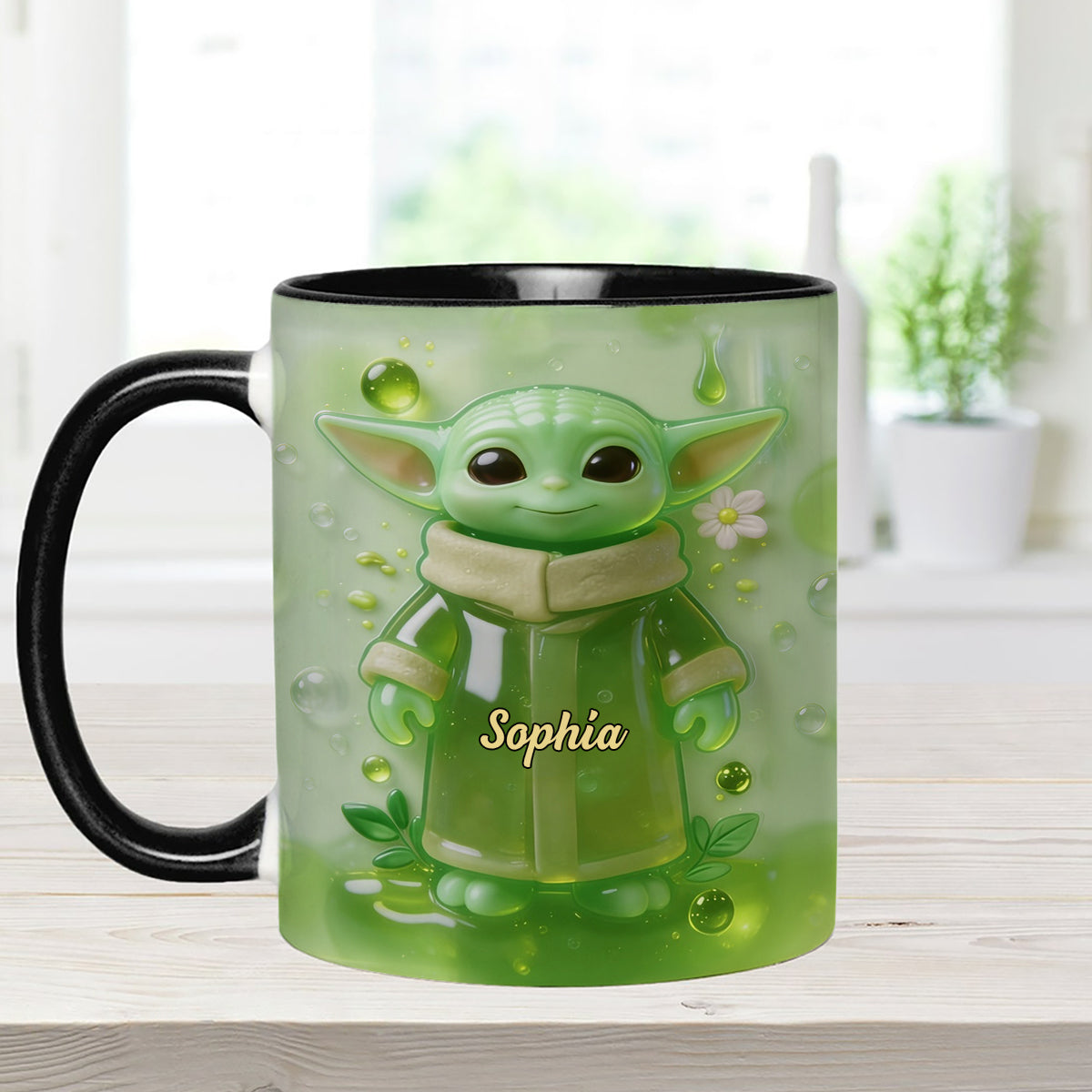 Green Ailen - Personalized The Force Set Accent Mug with Acrylic Stirrers