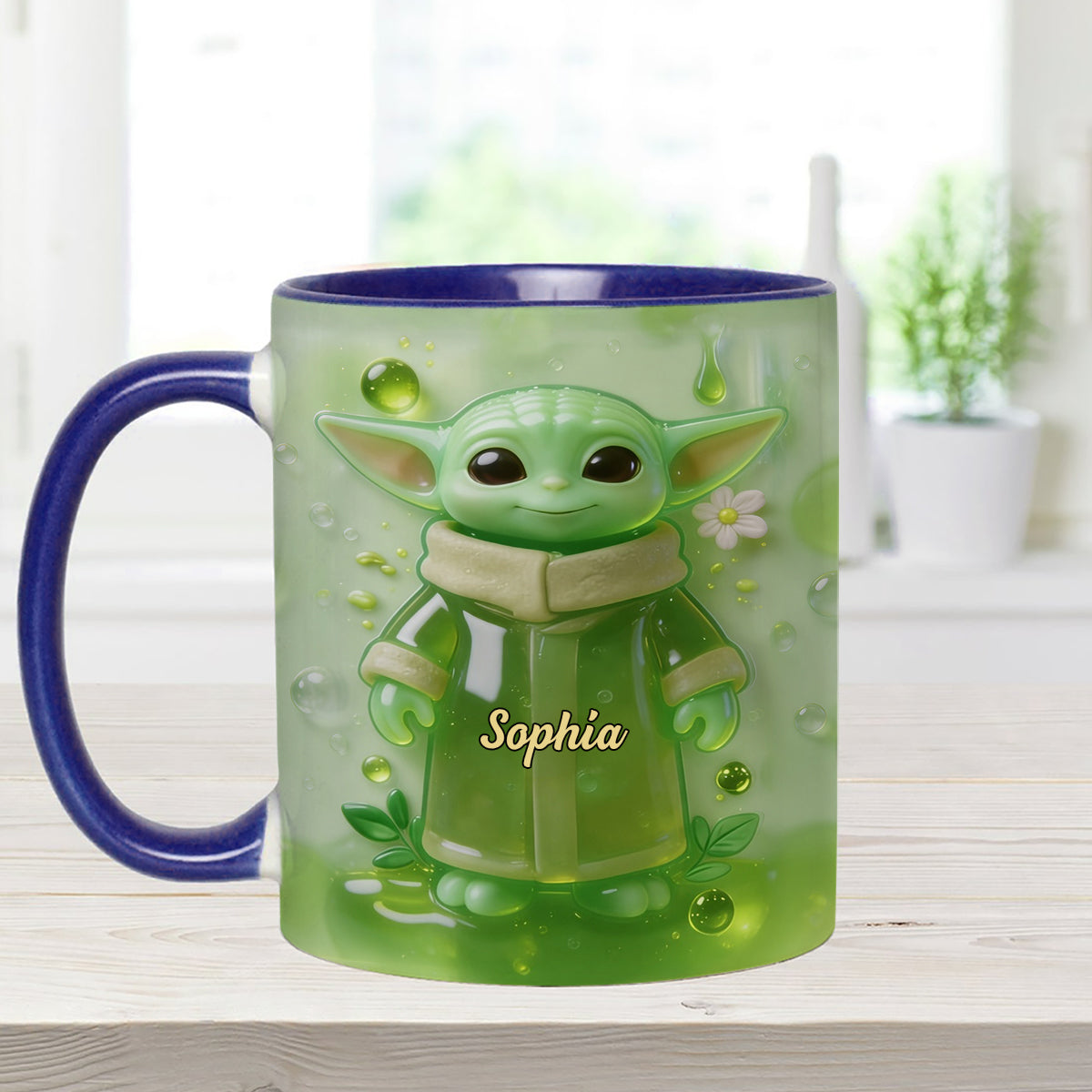 Green Ailen - Personalized The Force Set Accent Mug with Acrylic Stirrers