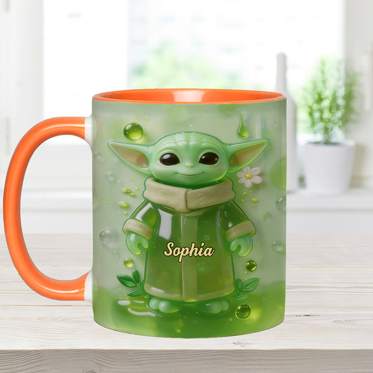 Green Ailen - Personalized The Force Set Accent Mug with Acrylic Stirrers