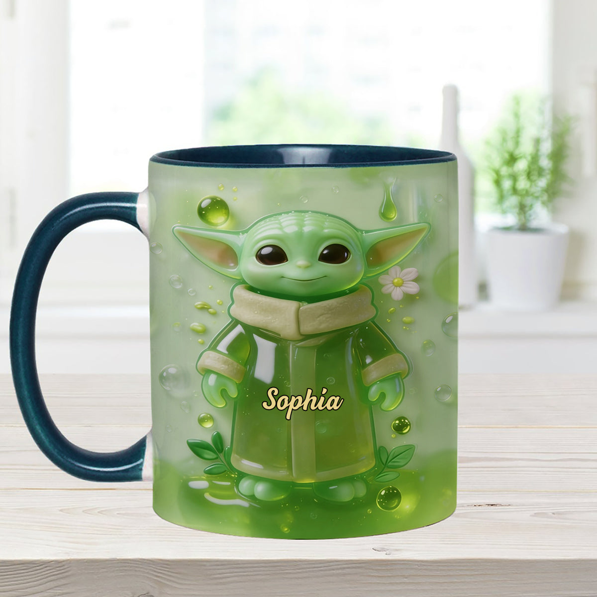 Green Ailen - Personalized The Force Set Accent Mug with Acrylic Stirrers