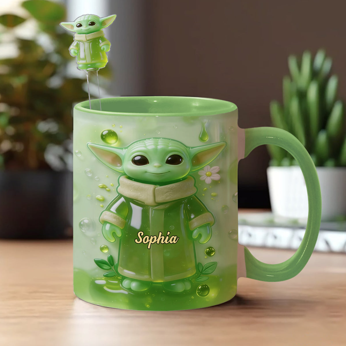 Green Ailen - Personalized The Force Set Accent Mug with Acrylic Stirrers