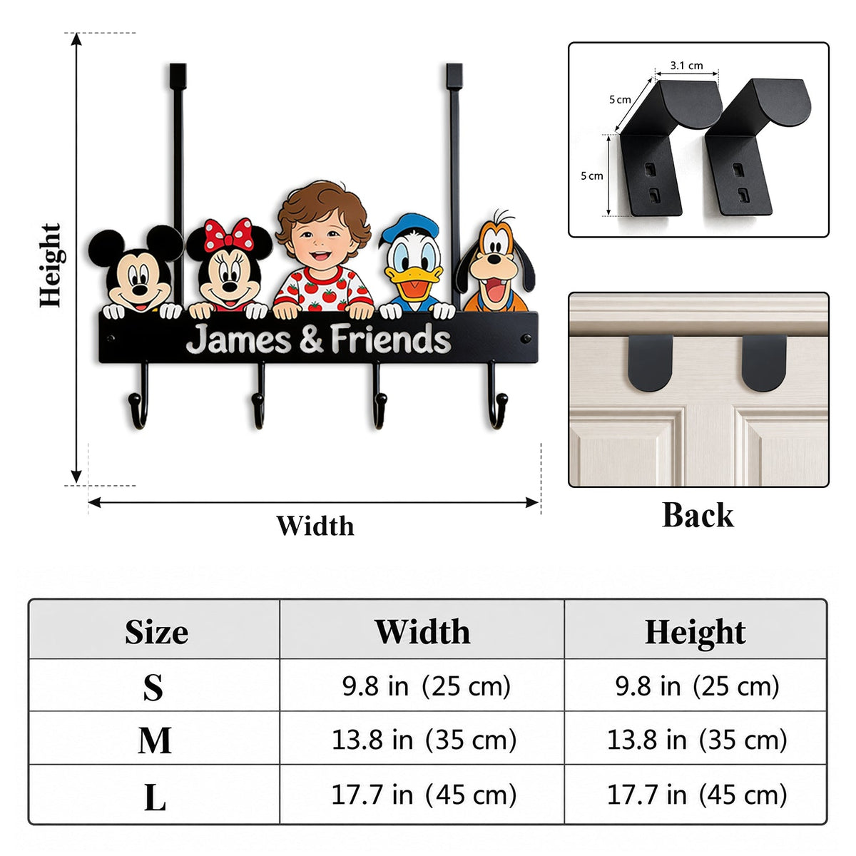 My Happy Place - Personalized Mouse Metal Door Hooks