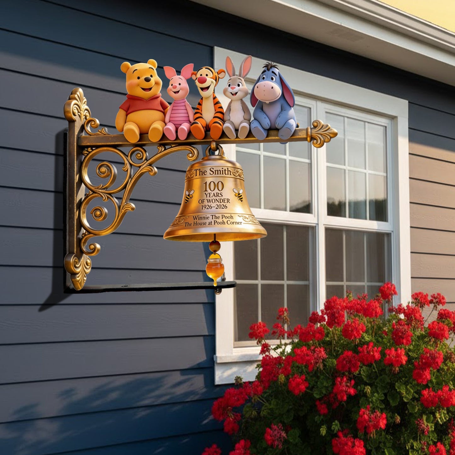 100 Years Of Wonder - Personalized Yellow Bear Wooden Wall Mount Sign