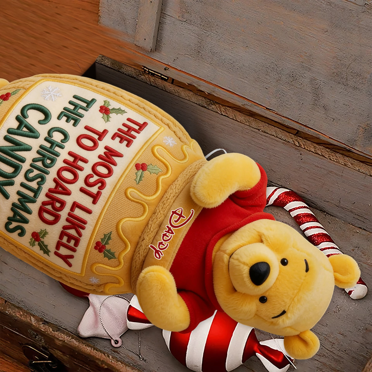 Most Likely To Hoard The Christmas Candy - Personalized Yellow Bear Shaped Christmas Stocking