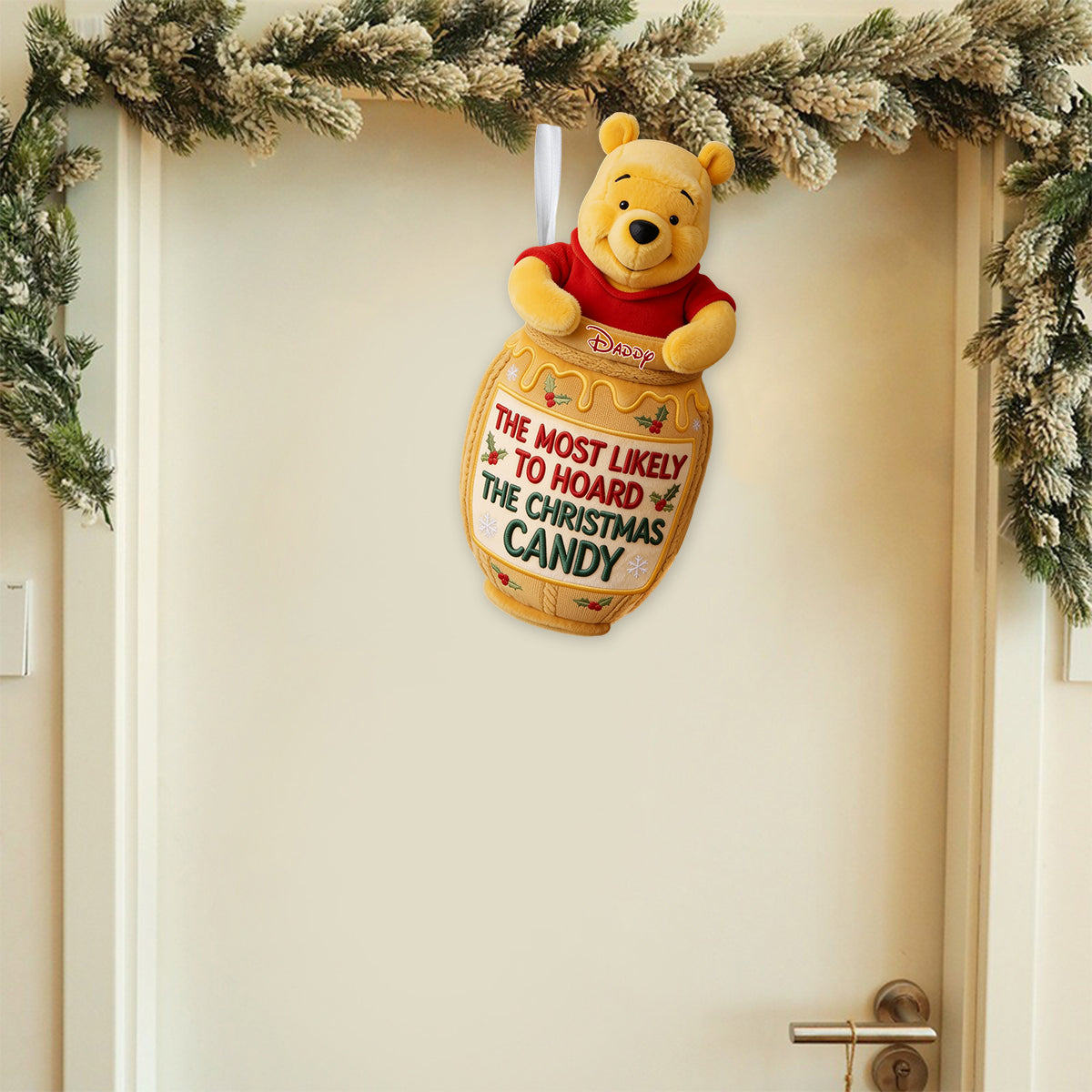 Most Likely To Hoard The Christmas Candy - Personalized Yellow Bear Shaped Christmas Stocking
