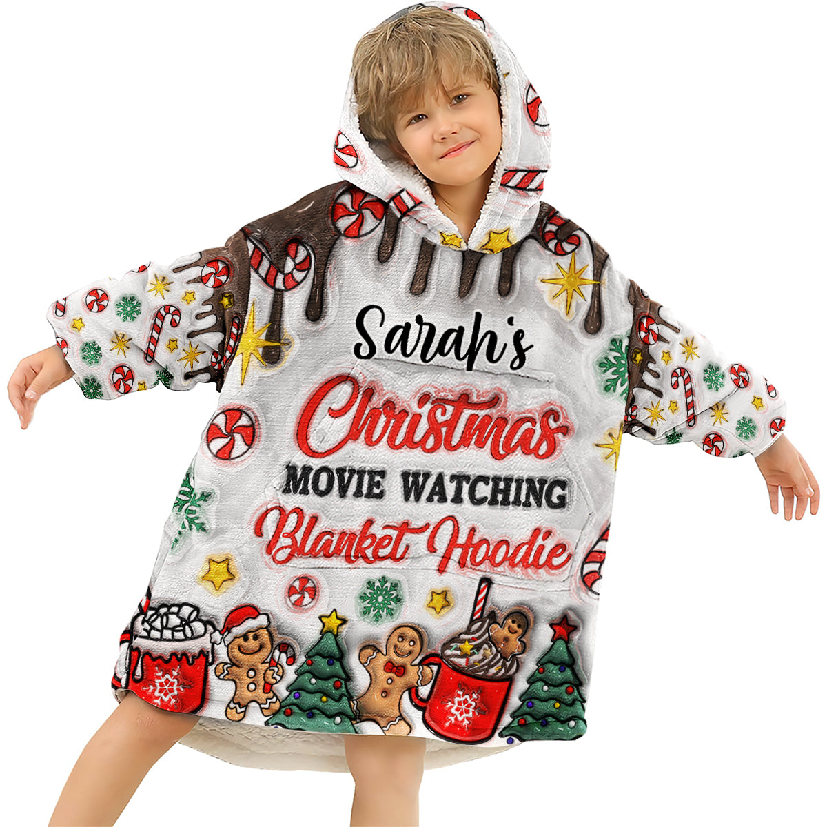 Christmas Movie Watching Blanket Hoodie - Personalized Blanket Hoodie