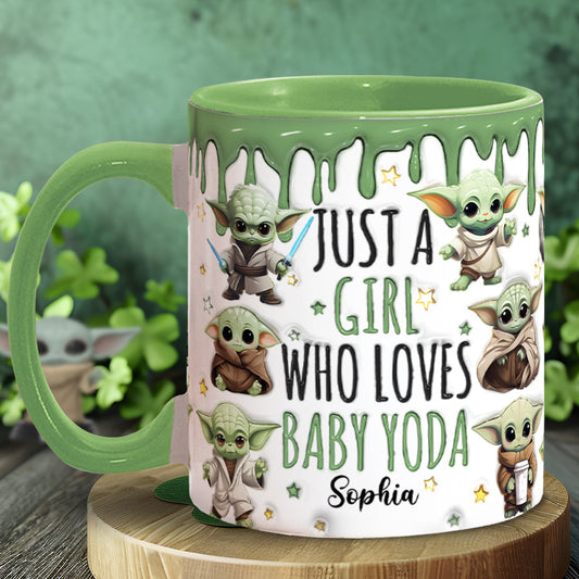 Just A Girl Who Loves Baby Yoda - Personalized The Force Accent Mug