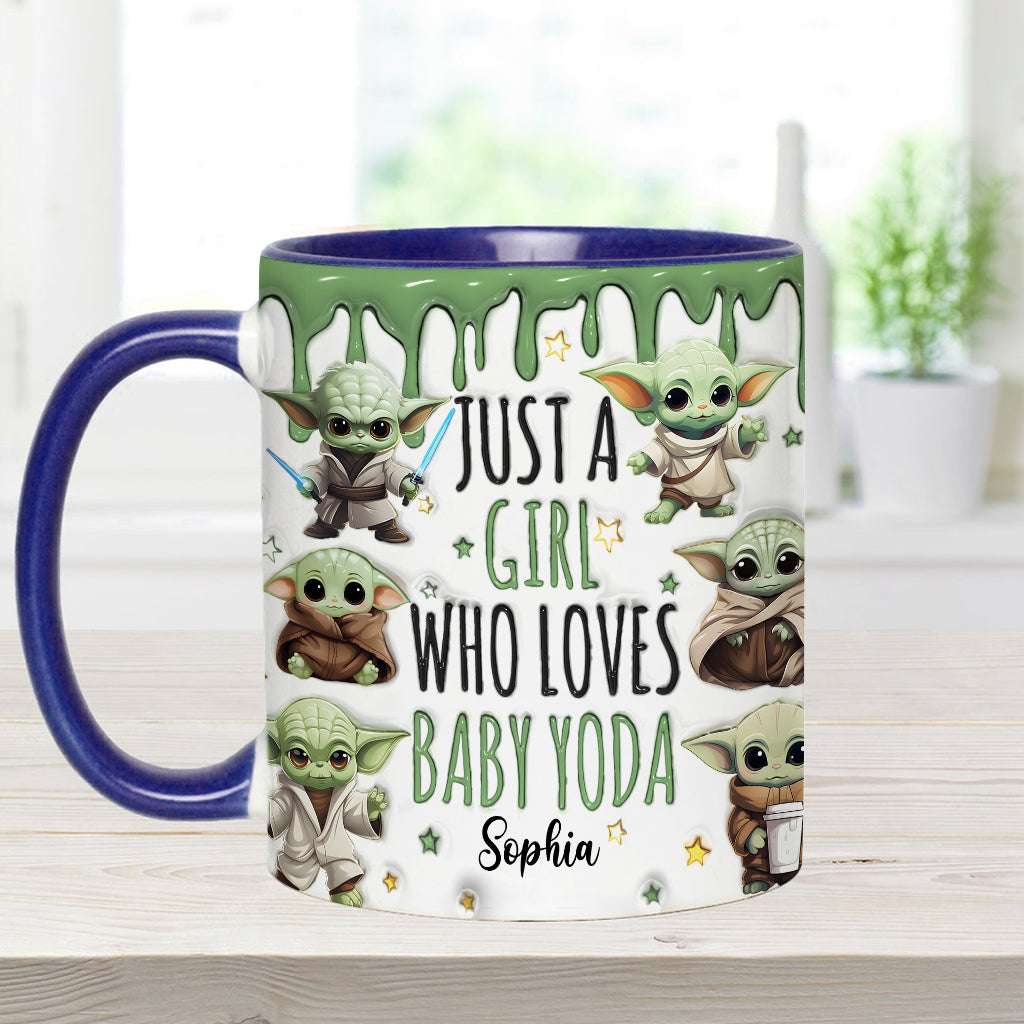 Just A Girl Who Loves Baby Yoda - Personalized The Force Accent Mug