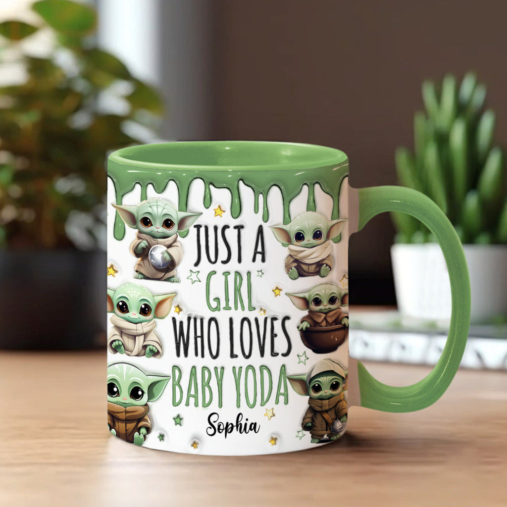Just A Girl Who Loves Baby Yoda - Personalized The Force Accent Mug