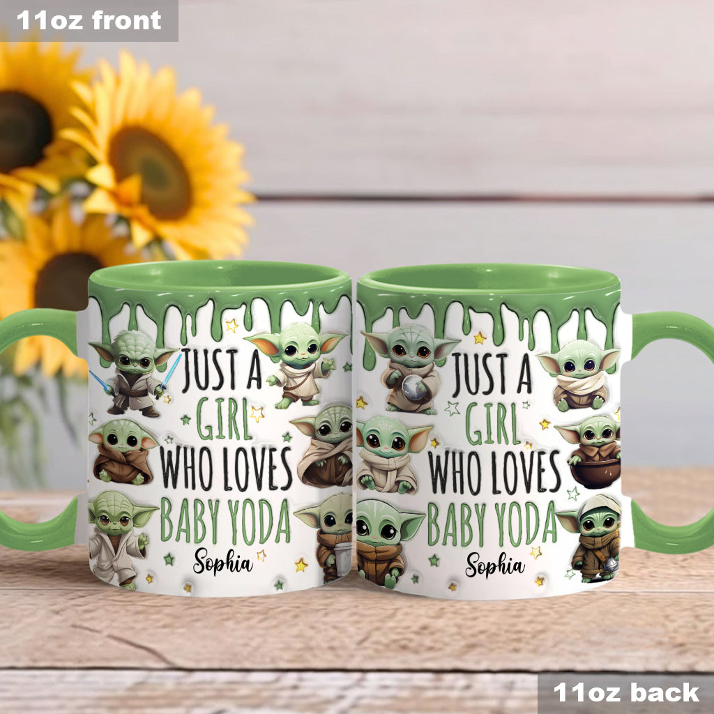 Just A Girl Who Loves Baby Yoda - Personalized The Force Accent Mug