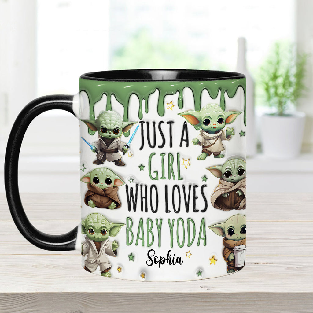 Just A Girl Who Loves Baby Yoda - Personalized The Force Accent Mug
