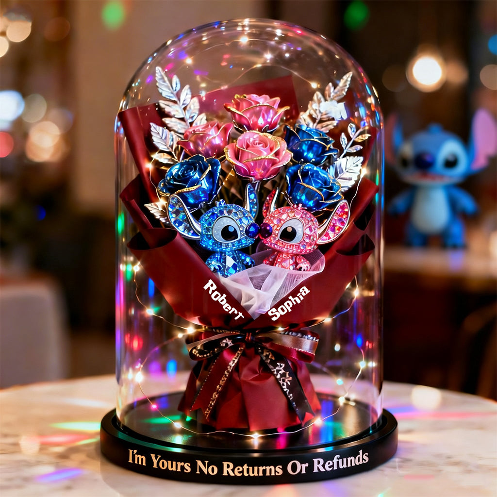 Alien Couple Forever Rose Dome - Personalized Ohana Custom Shaped Acrylic Plaque
