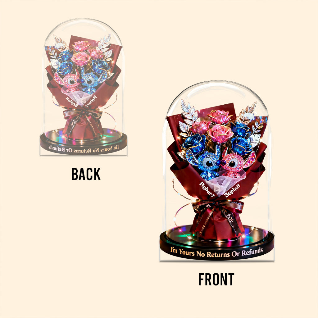 Alien Couple Forever Rose Dome - Personalized Ohana Custom Shaped Acrylic Plaque