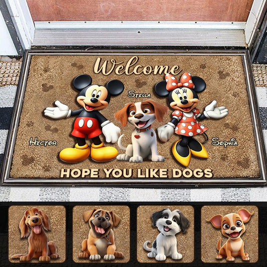 Welcome Hope You Like Dogs - Personalized Dog Doormat