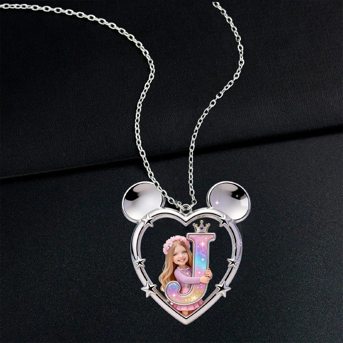 Alphabet Necklace for Kids, Magical Cartoon - Personalized Mouse Shaped Metal Pendant Necklace