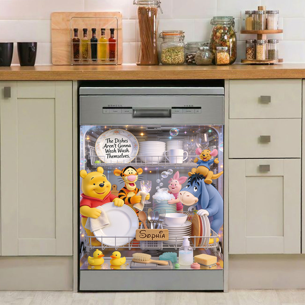 The Dishes Aren't Gonna Wash Themselves - Personalized Yellow Bear Dishwasher Cover