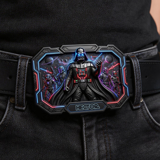 Dark Side - Personalized The Force Leather Belt With Shaped Buckle