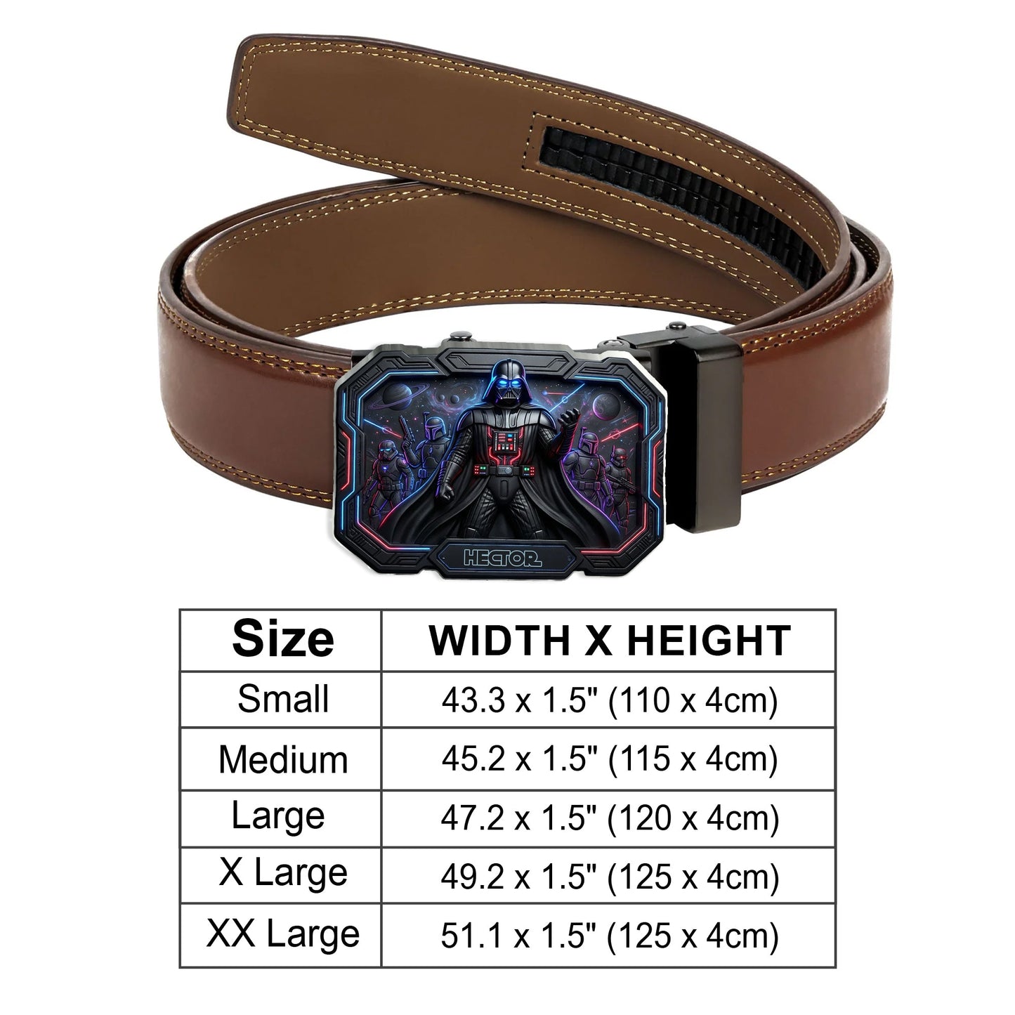 Dark Side - Personalized The Force Leather Belt With Shaped Buckle