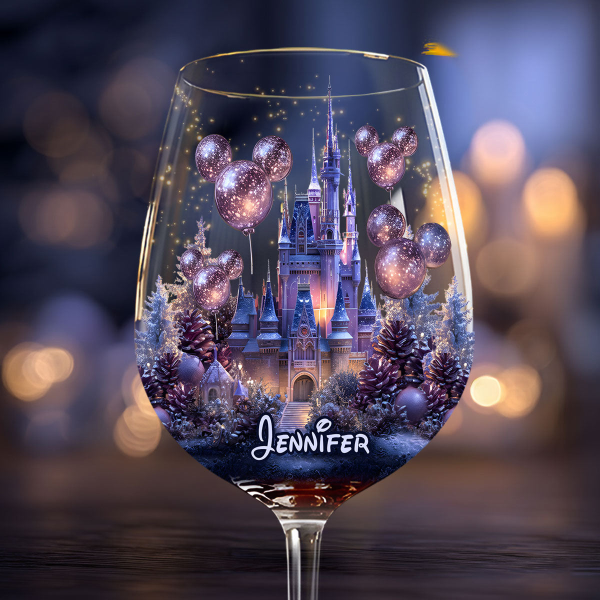 Magical Night - Personalized Mouse Wine Glass With Long Stem