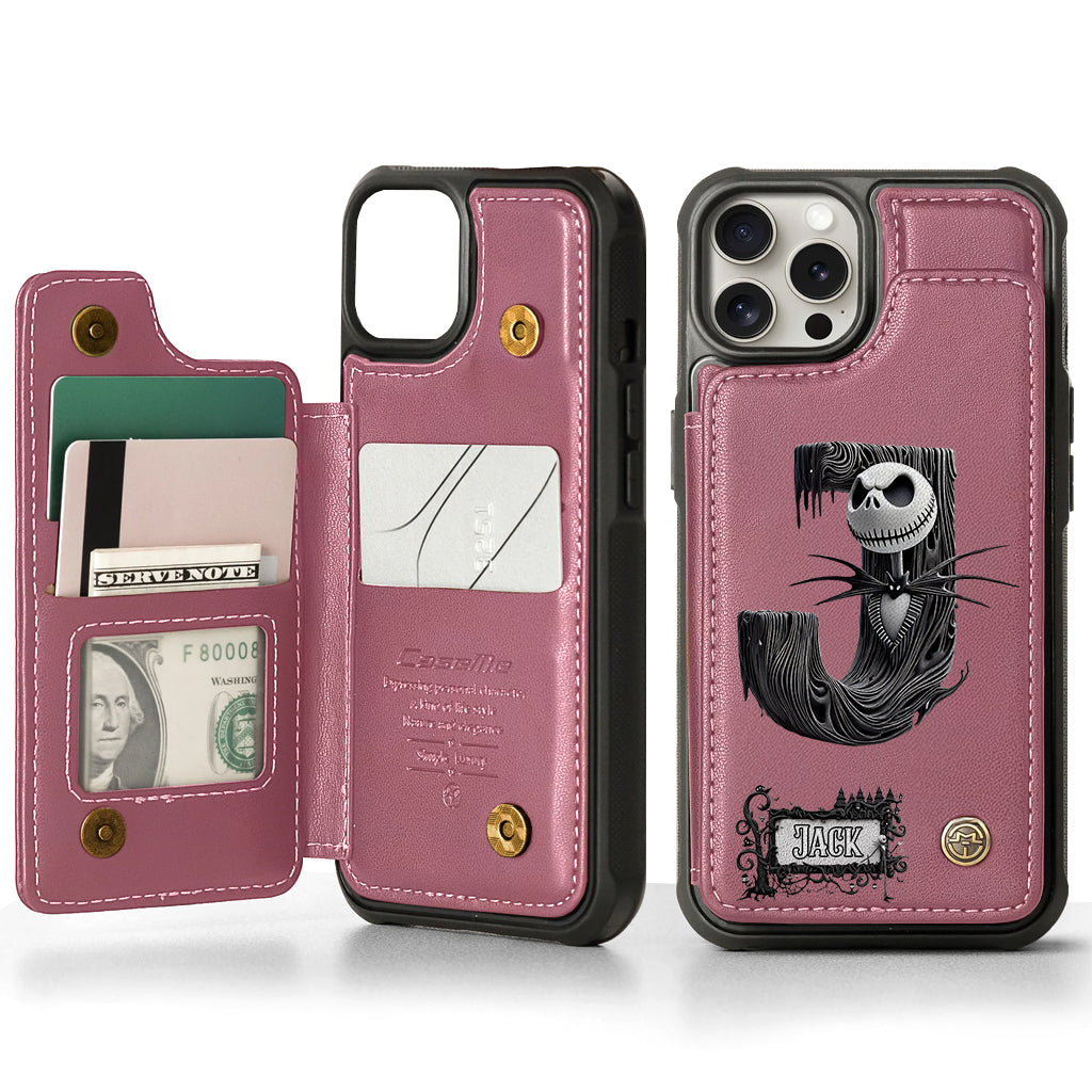 Gothic Initial Letter Gift - Personalized Nightmare Wallet Phone Case