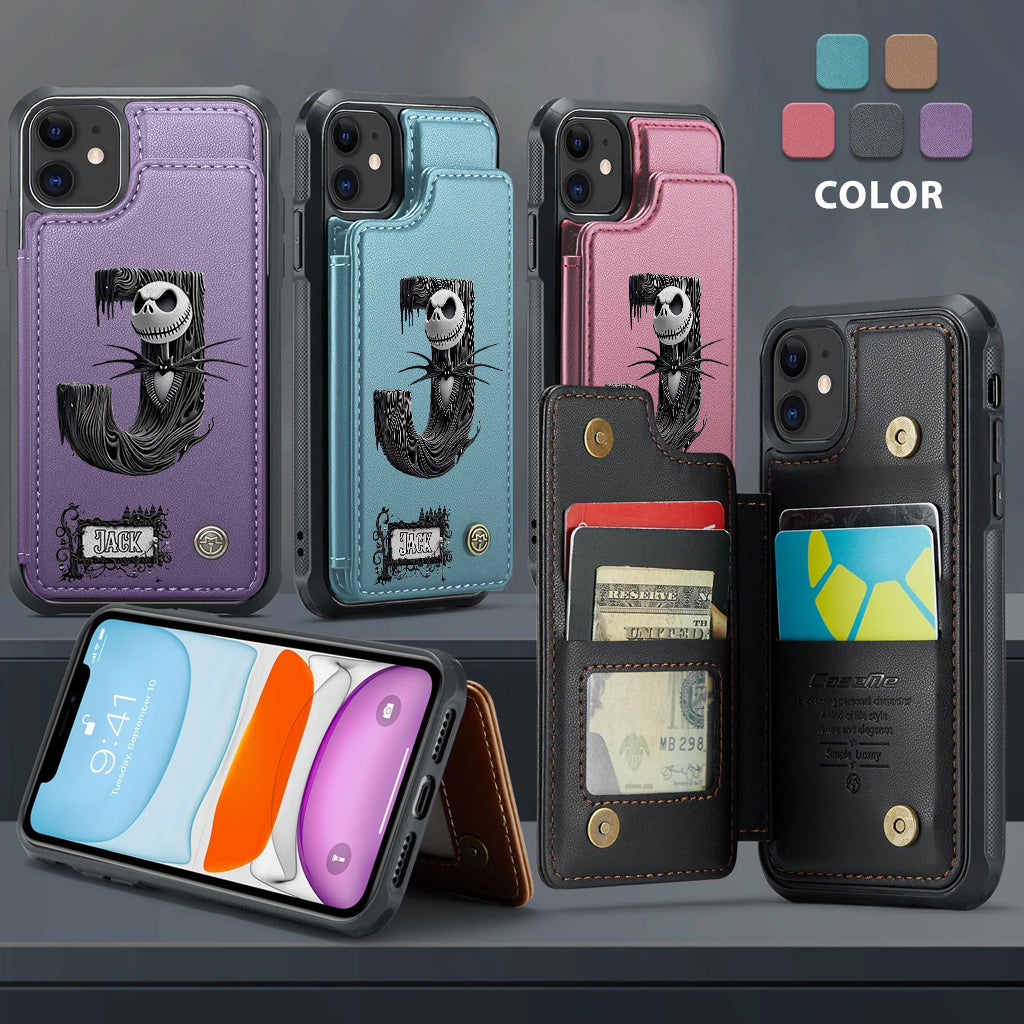 Gothic Initial Letter Gift - Personalized Nightmare Wallet Phone Case