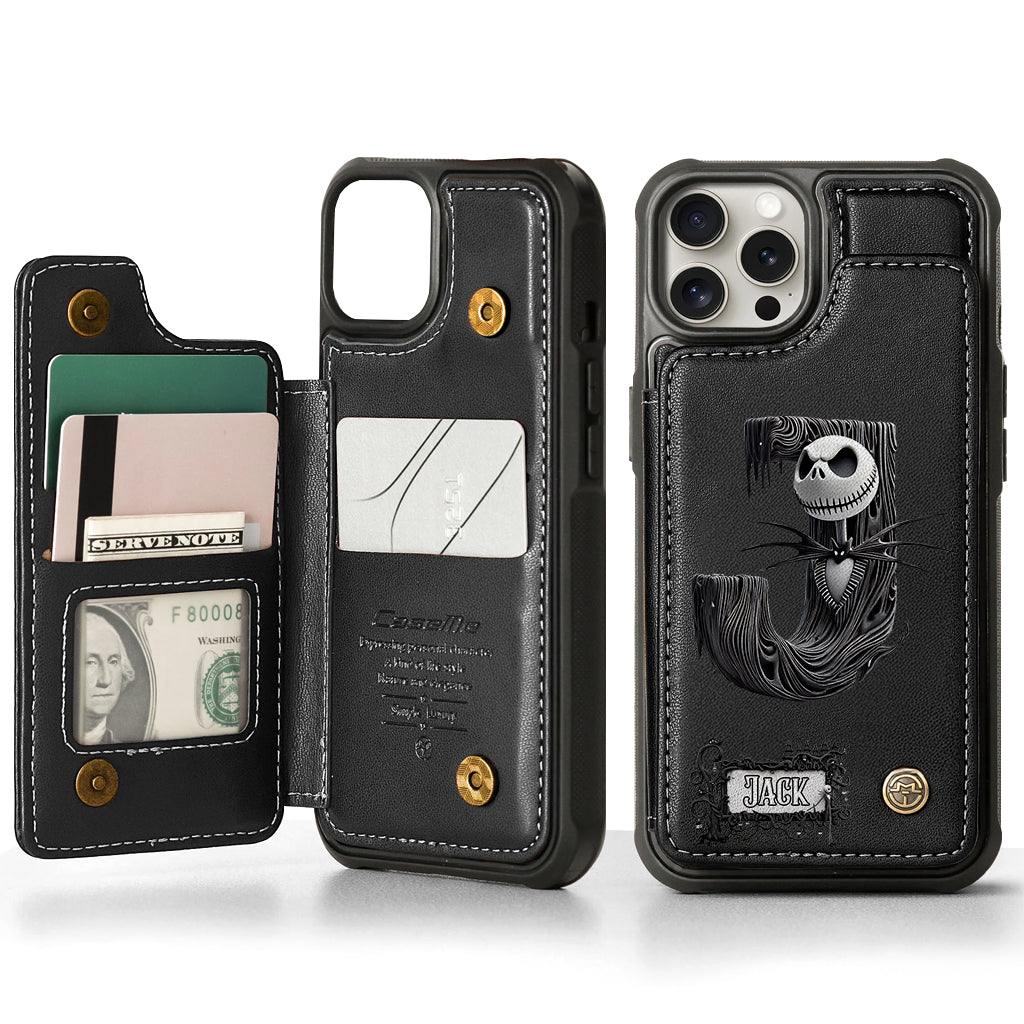 Gothic Initial Letter Gift - Personalized Nightmare Wallet Phone Case
