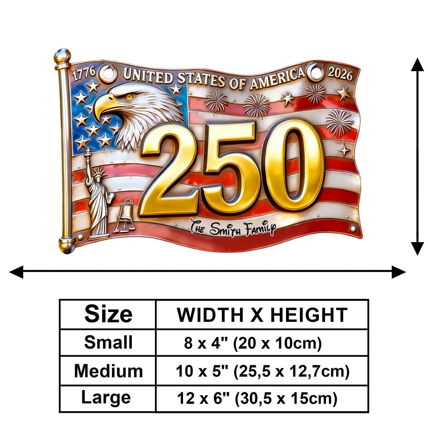 USA 250th Anniversary - Personalized Mouse Wooden Wall Mount Sign
