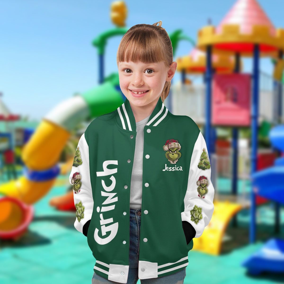 Merry Grinchmas - Personalized Stole Christmas Varsity Jacket
