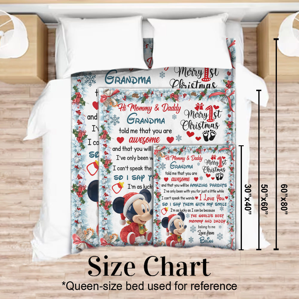 Hi Mommy And Daddy - Personalized Mouse Blanket