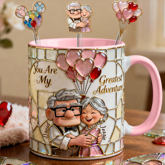 My Greatest Adventure - Personalized Couple Set Accent Mug with Acrylic Stirrers