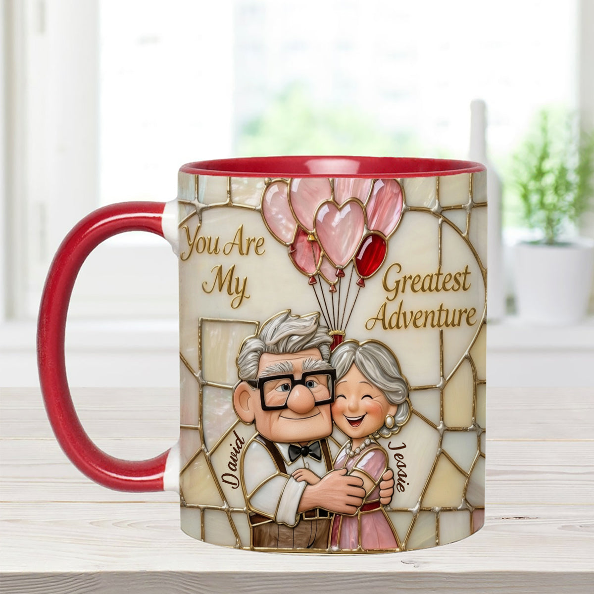 My Greatest Adventure - Personalized Couple Set Accent Mug with Acrylic Stirrers