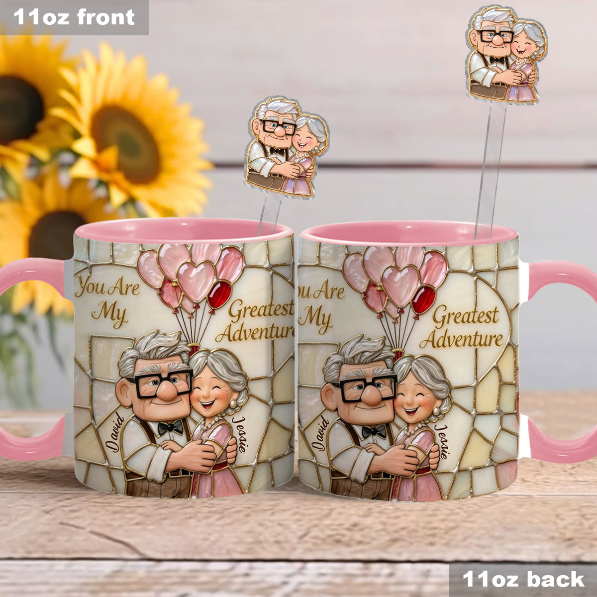 My Greatest Adventure - Personalized Couple Set Accent Mug with Acrylic Stirrers
