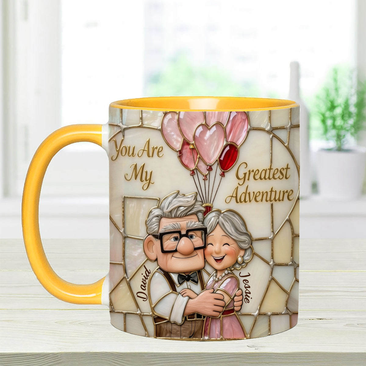 My Greatest Adventure - Personalized Couple Set Accent Mug with Acrylic Stirrers