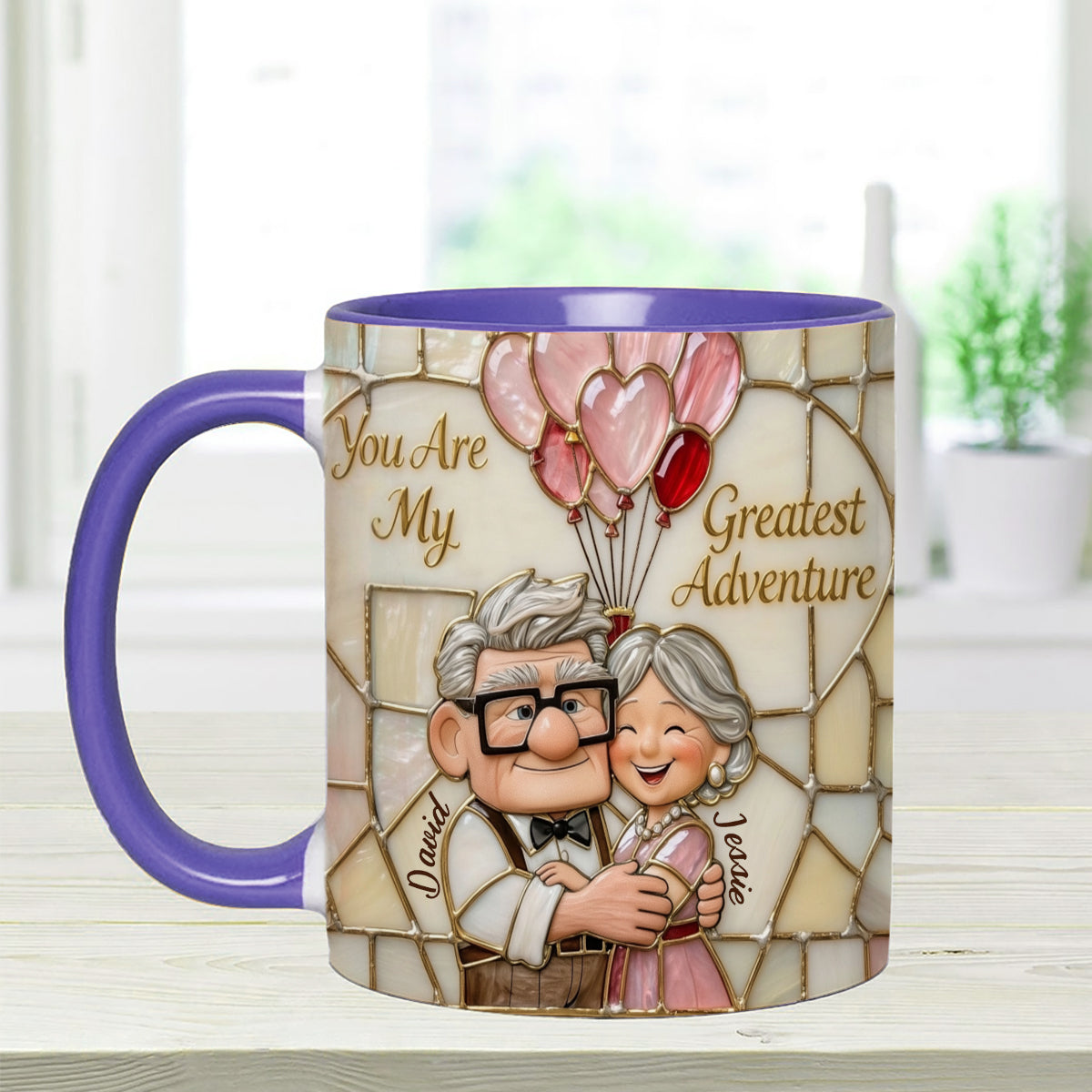 My Greatest Adventure - Personalized Couple Set Accent Mug with Acrylic Stirrers