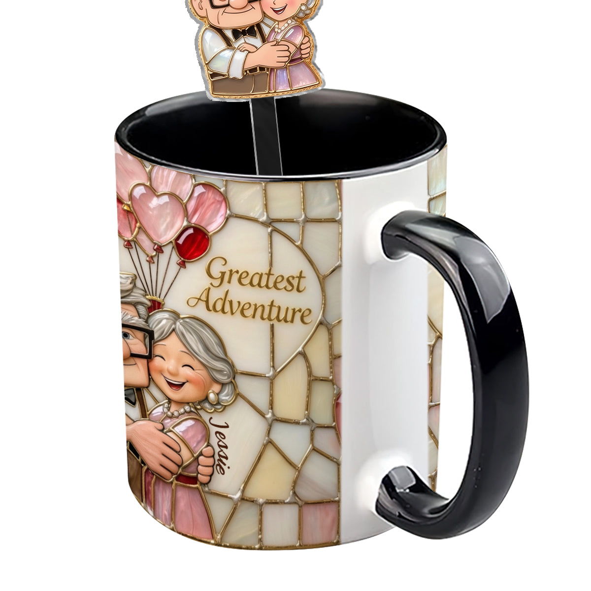 My Greatest Adventure - Personalized Couple Set Accent Mug with Acrylic Stirrers