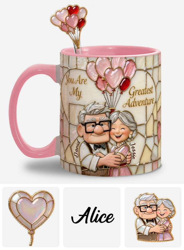 My Greatest Adventure - Personalized Couple Set Accent Mug with Acrylic Stirrers