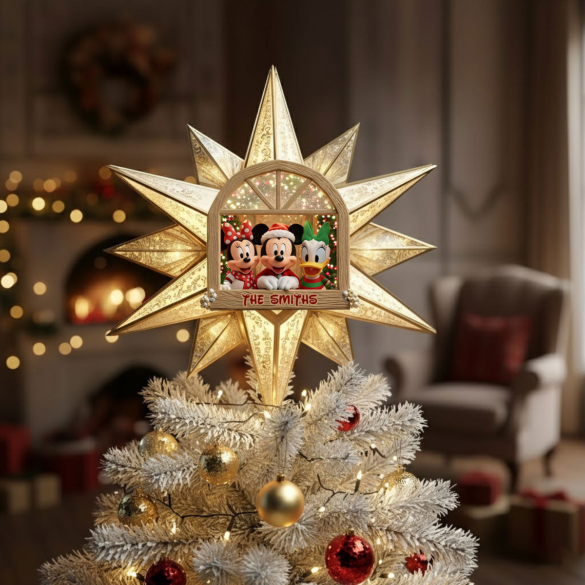 Merry Christmas - Personalized Mouse LED Light Tree Topper