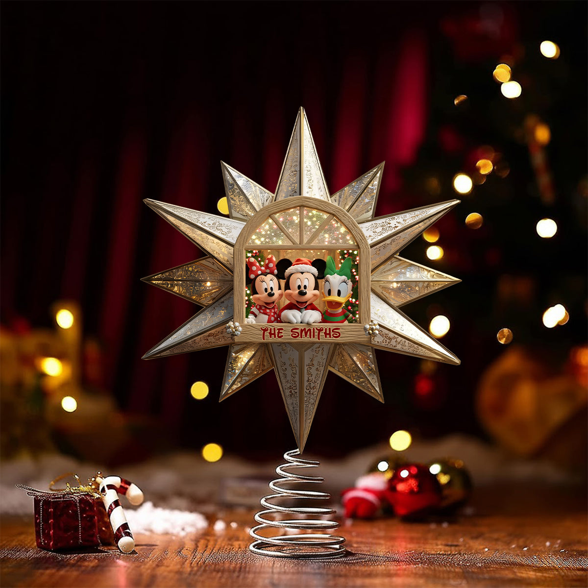 Merry Christmas - Personalized Mouse LED Light Tree Topper