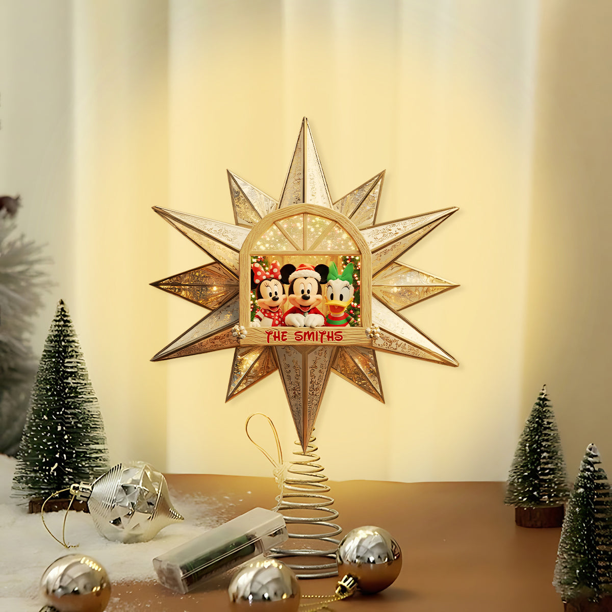 Merry Christmas - Personalized Mouse LED Light Tree Topper