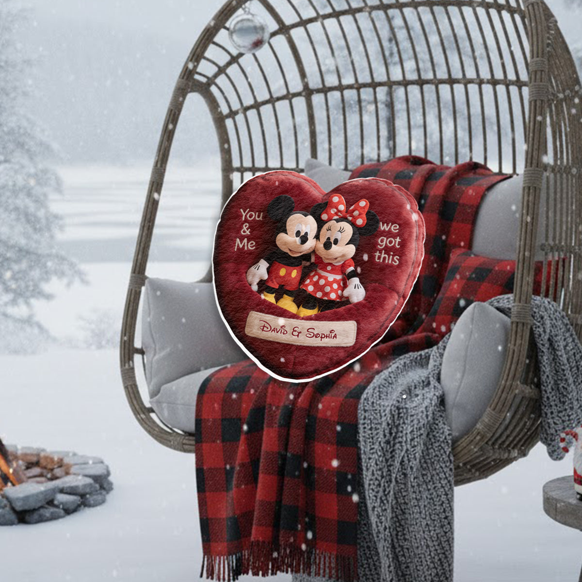 You & Me We Got This - Personalized Mouse Faux Fur Shaped Pillow