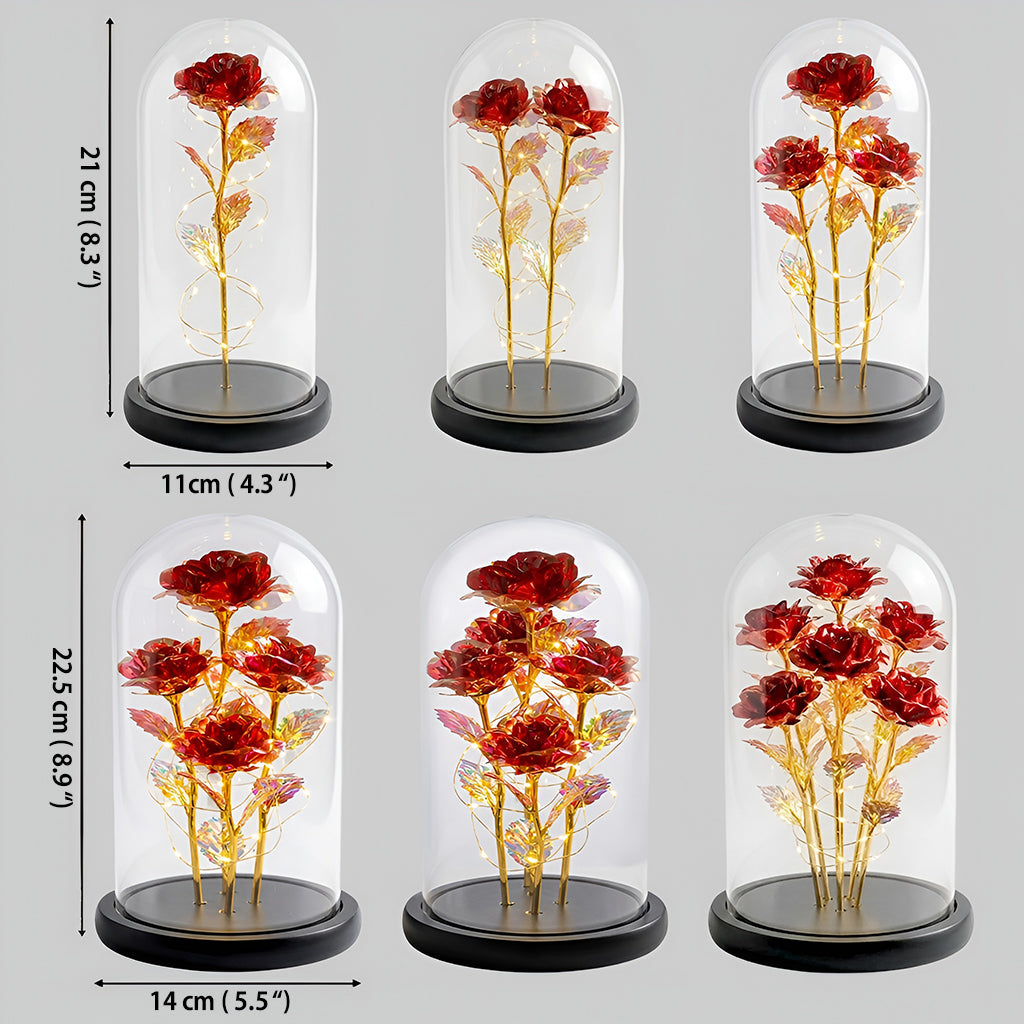Tale As Old As Time - Personalized Beauty And The Beast Glowing Roses Glass Dome