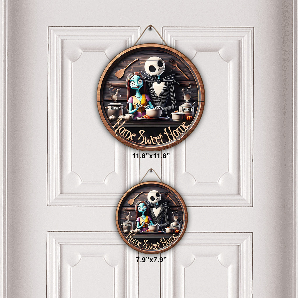 Home Sweet Home - Personalized Nightmare Round Wood Sign