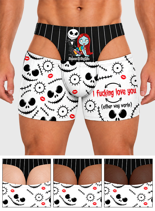 Funny Romantic Spooky Couple - Personalized Nightmare Men’s Boxer Briefs